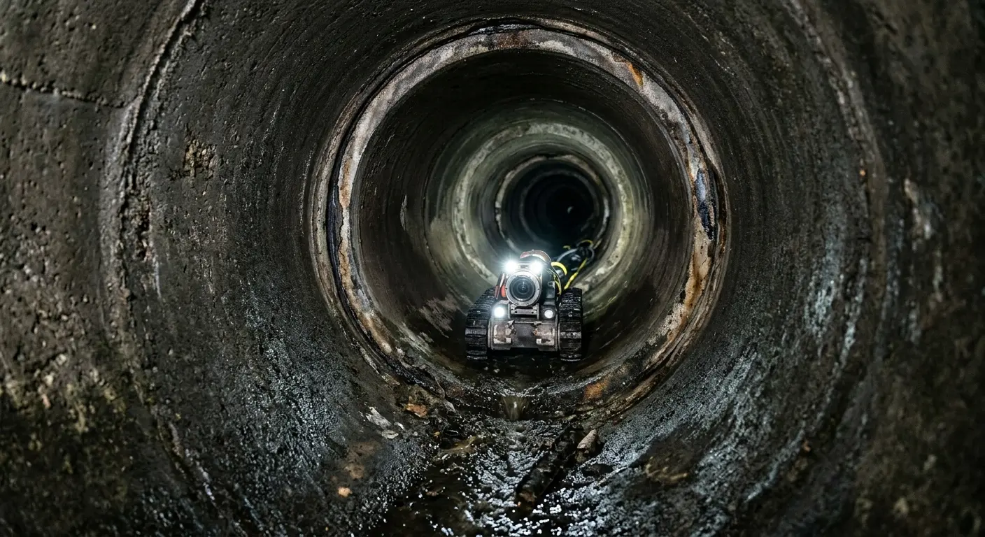 Robotic sewer camera inspecting pipe interior for Sewer Line Repair in Winthrop